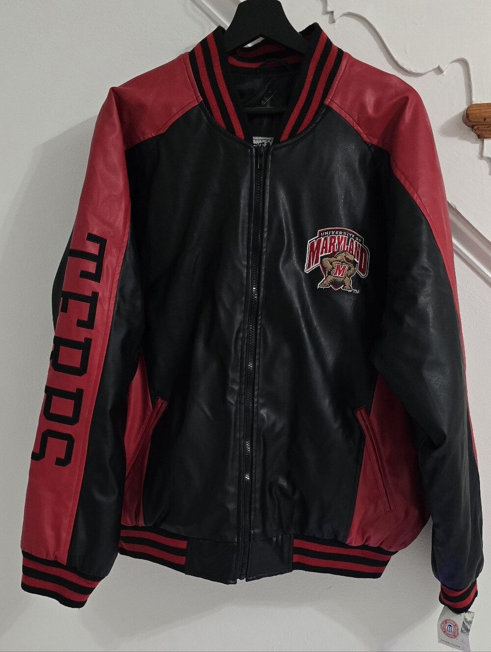 NWT Vintage Steve & Barry's University of Maryland Terps Faux Leather Jacket XL